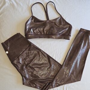 lululemon athletica Shimmering Brown Leggings And Matching Bra Top